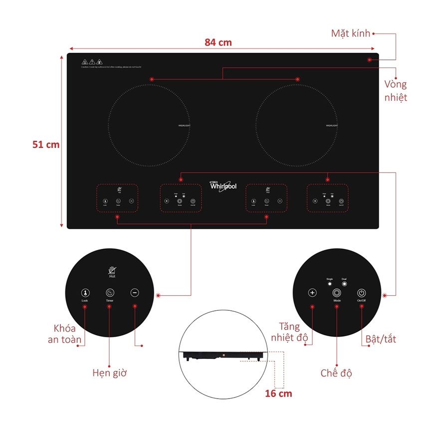 Bếp điện đôi Whirlpool ACT752/BLV - Hàng chính hãng