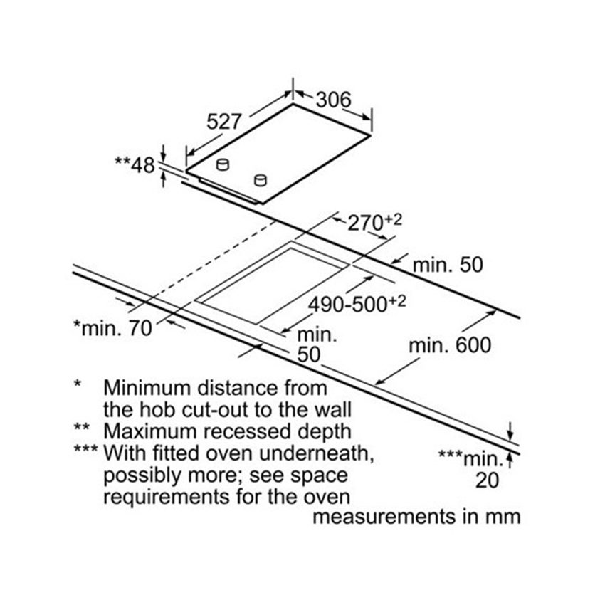 Kích thước của bếp điện domino Bosch PKF-375V14EE