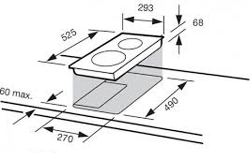 Diện tích của bếp điện từ Domino Fagor 4MF-2VAX 