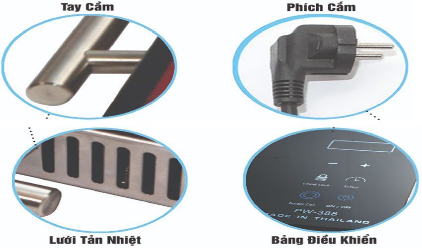 Các bộ phận của bếp điện hồng ngoại đơn Panworld PW-388