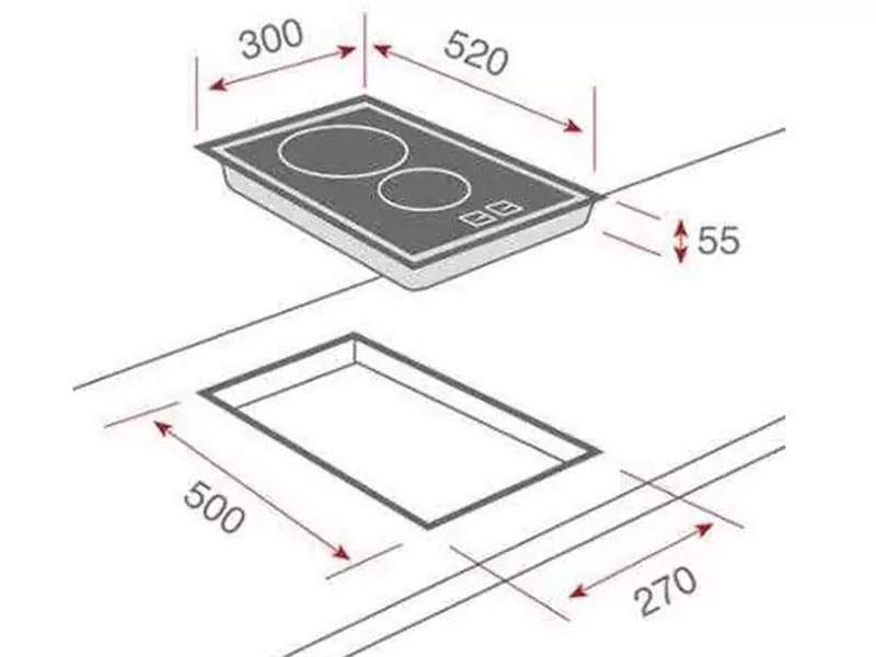 Kích thước của bếp điện từ Domino Teka HOB IRF 3200