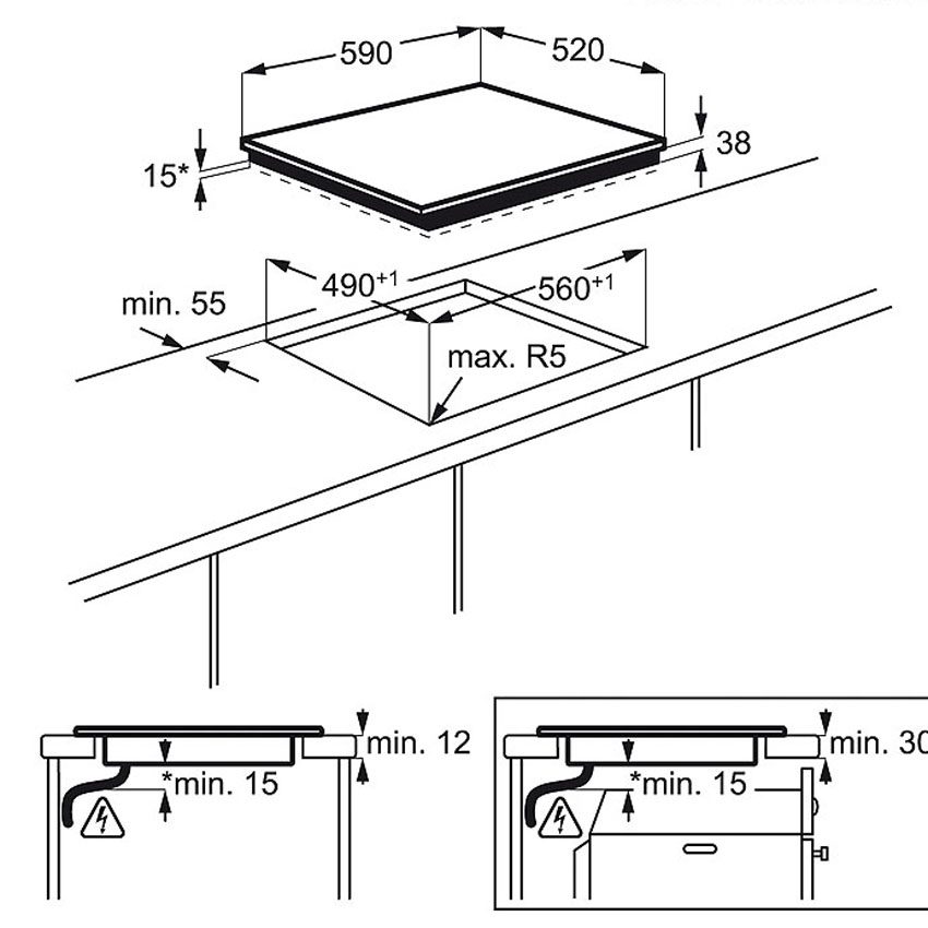 Cấu trúc của bếp điện từ âm Electolux EHET66CS 