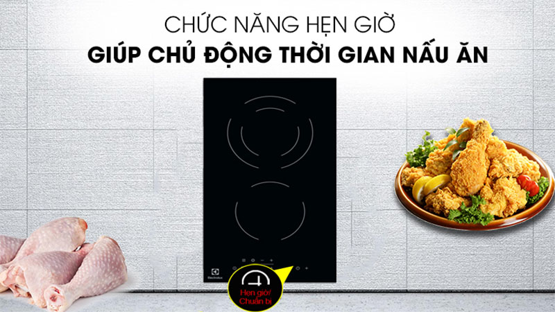 Chức năng hẹn giờ của Bếp điện từ đôi Electrolux EHF3320NOK
