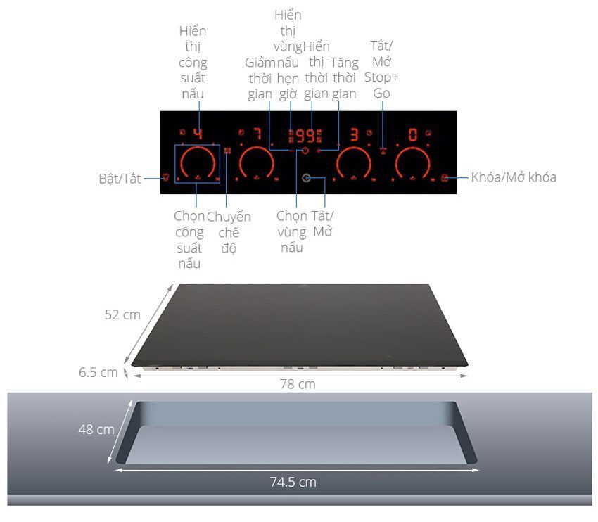 Bếp từ âm Electrolux EHXD875FAK - Hàng chính hãng