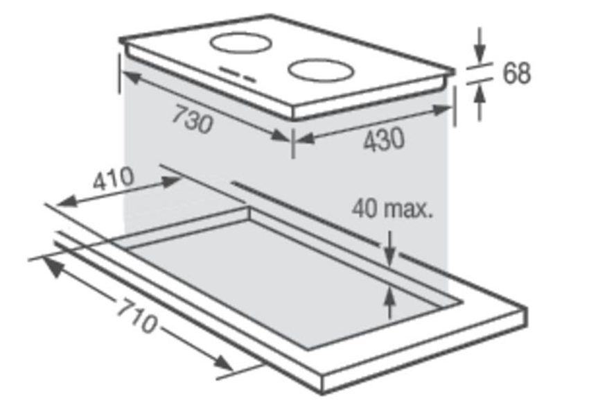 Kích thước của bếp điện từ Fagor FPI-2073S DUO