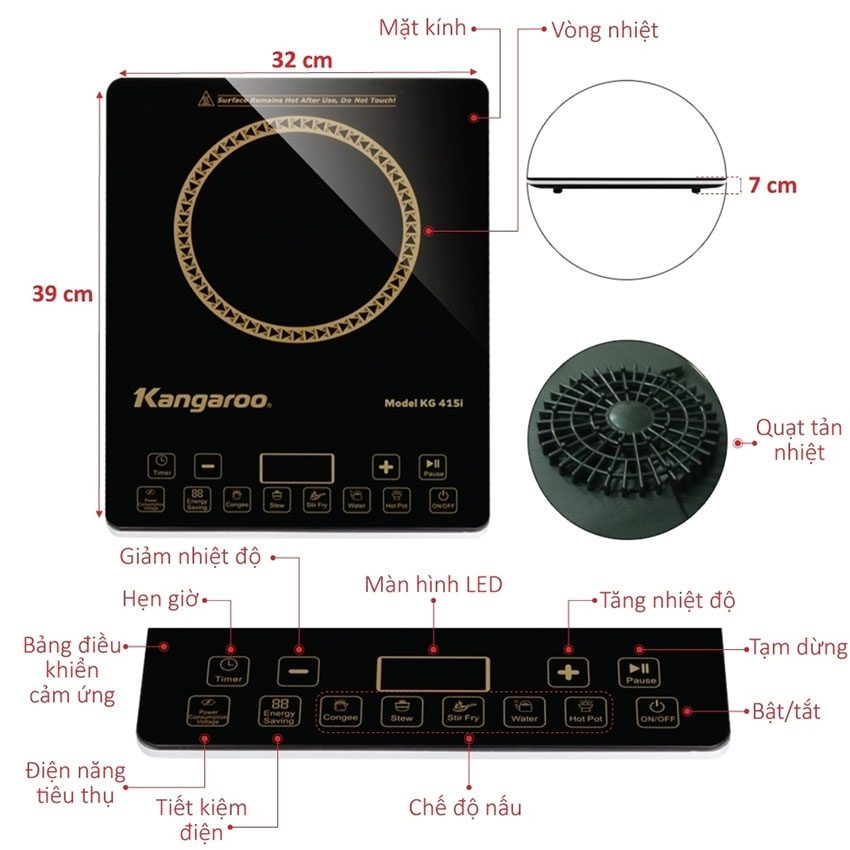 Bếp từ siêu mỏng Kangaroo KG415I - Hàng chính hãng