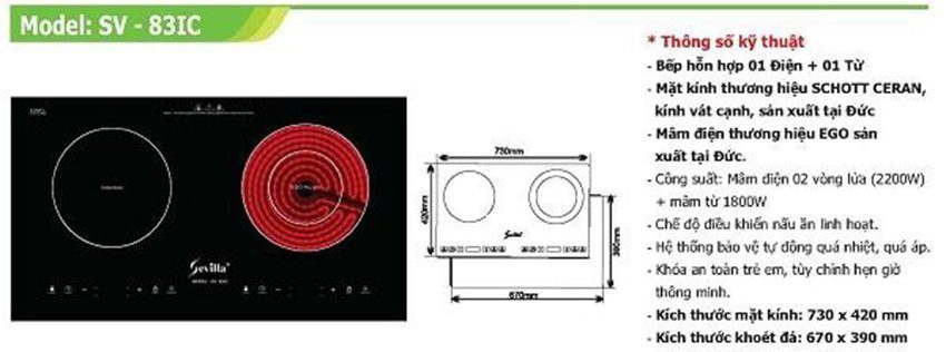 Bếp hồng ngoại điện từ Sevilla SV-83IC - Hàng chính hãng