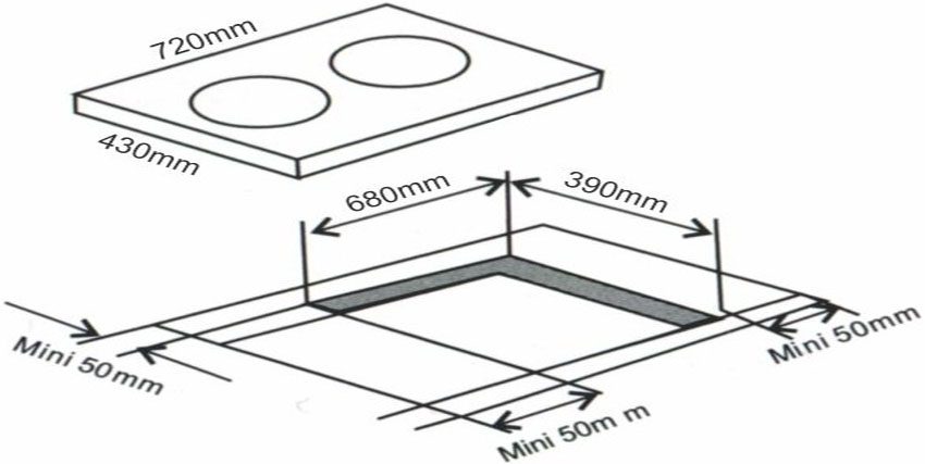 Kích thước lắp đặt của Bếp điện từ Arber AB-3992