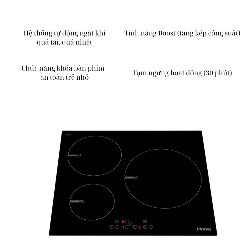 Bếp điện từ âm Rinnai RB-6103H-CB - Hàng chính hãng