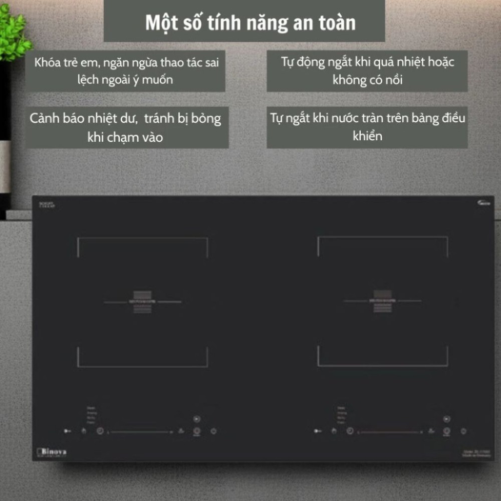 Bếp điện từ đôi Binova BI-566GM - Hàng chính hãng