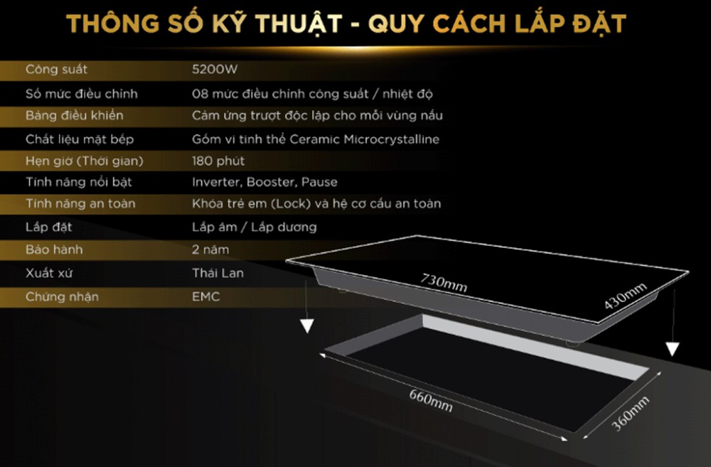 Bếp điện từ đôi BlueStone ICB-6939  - Hàng chính hãng