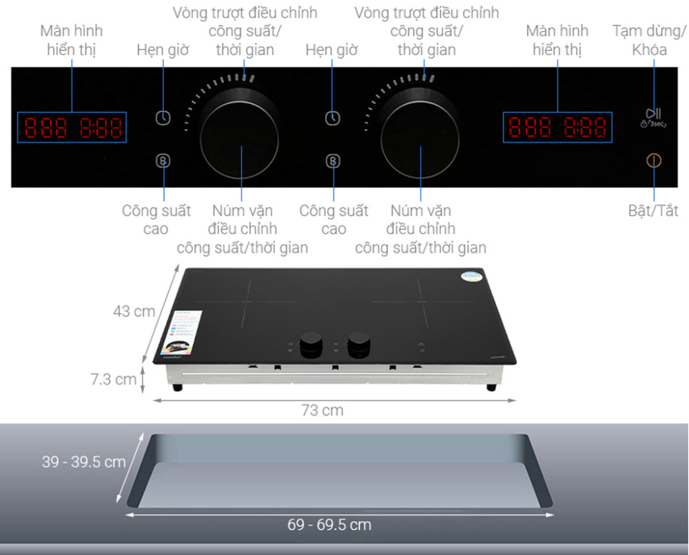 Bếp điện từ đôi Comfee CIH-52DHP - Hàng chính hãng