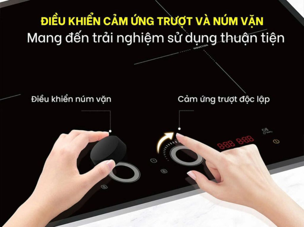 Bảng điều khiển núm xoay và cảm ứng dễ thao tác