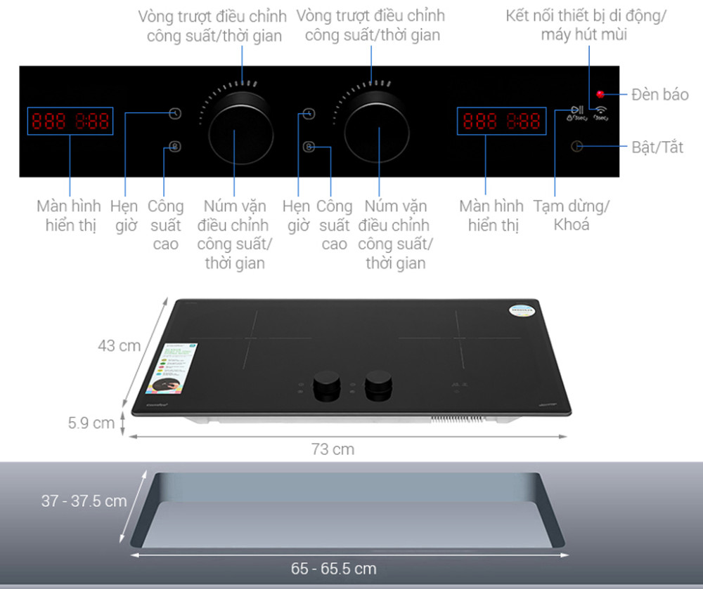 Bếp điện từ đôi Comfee CIH-55DSU