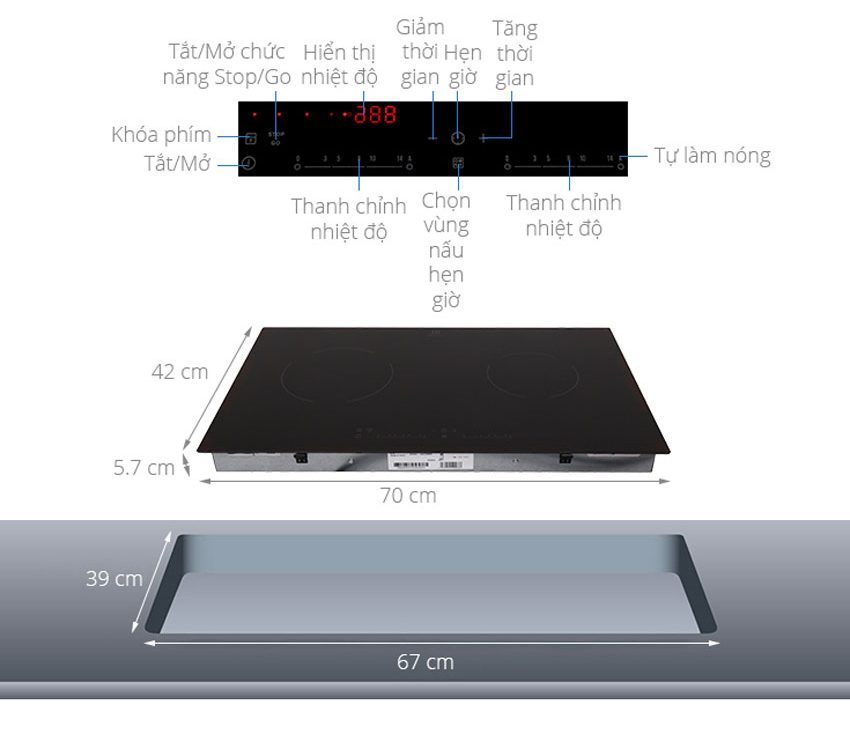 Cấu tạo của bếp điện từ đôi Electrolux EHC7240BA