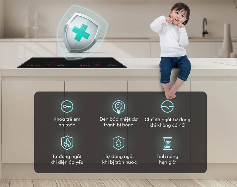 Bếp được trang bị nhiều tính năng an toàn, bảo vệ người tiêu dùng