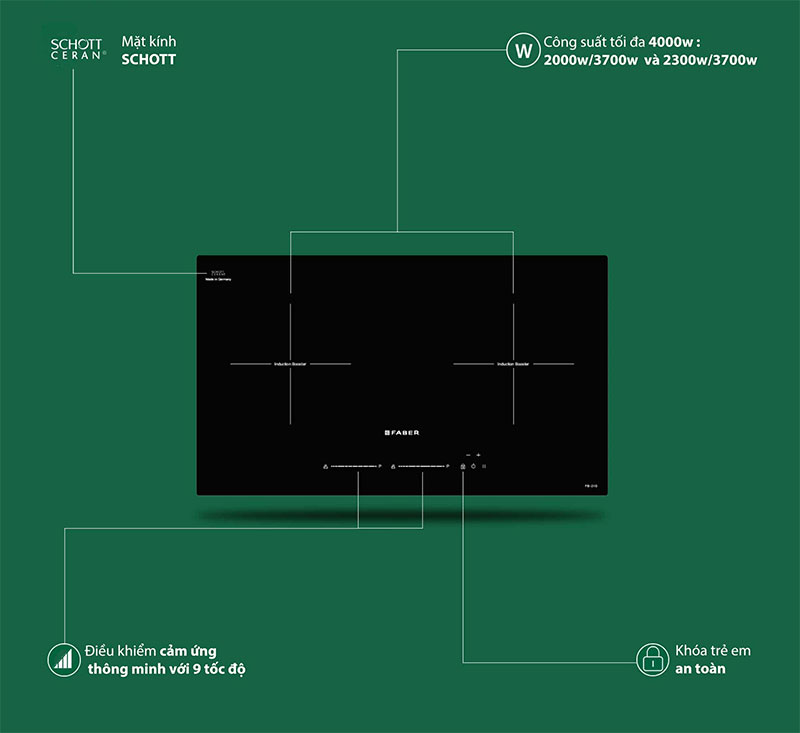 Bếp điện từ đôi Faber FB-2IG - Hàng chính hãng