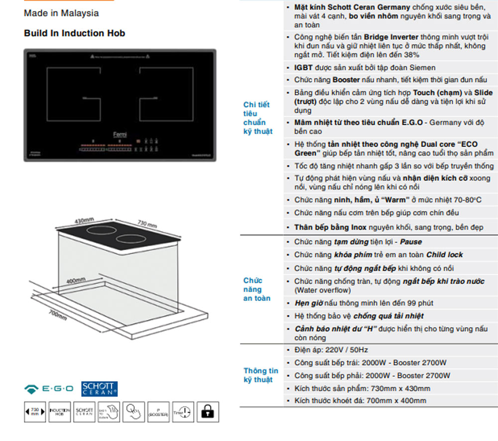 Bếp điện từ Fermi NG010 Plus - Hàng chính hãng