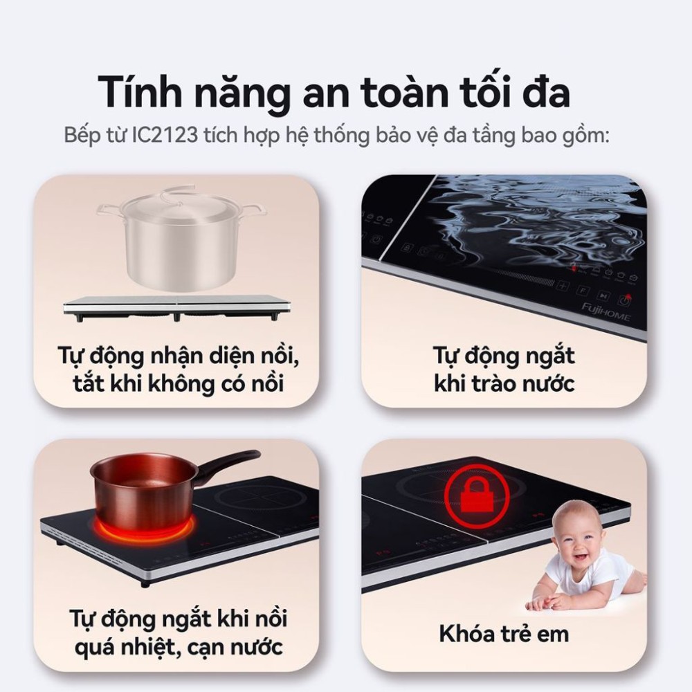 Bếp điện từ đôi Fujihome IC2123 - Hàng chính hãng