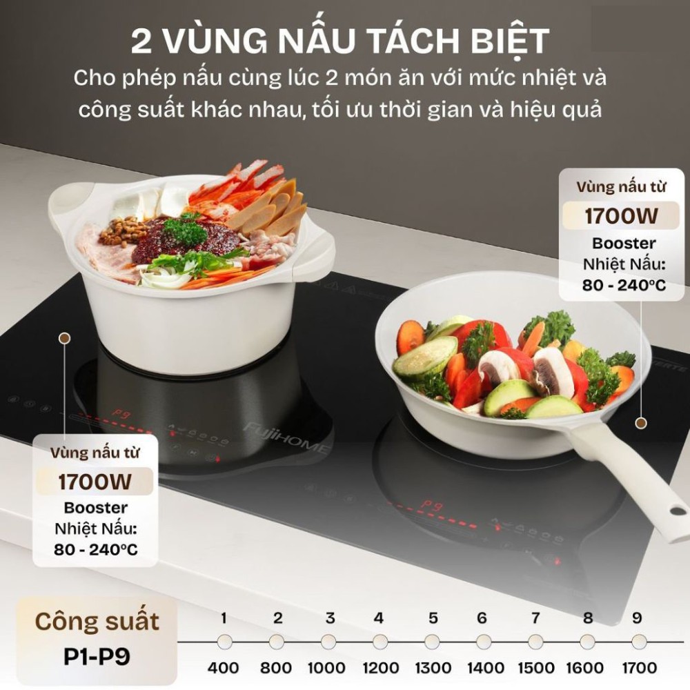 Bếp điện từ đôi Fujihome IC2623 - Hàng chính hãng