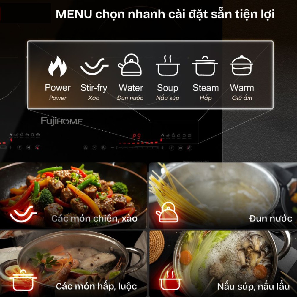 Bếp điện từ đôi Fujihome IC2623 - Hàng chính hãng