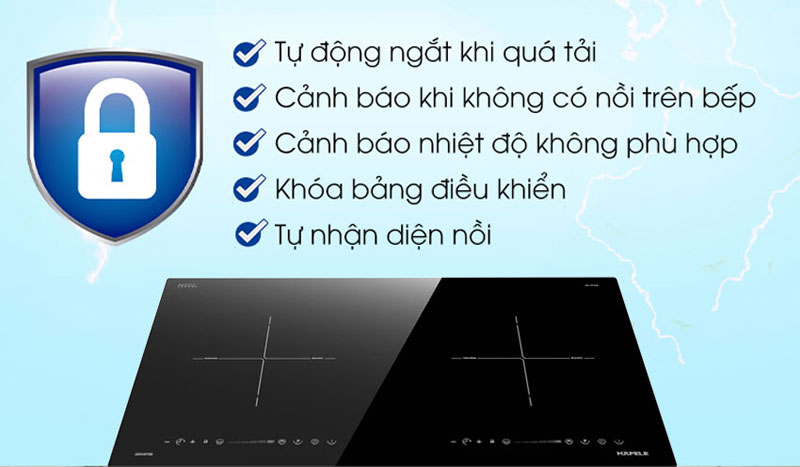 Bếp được trang bị nhiều tính năng thông minh, an toàn