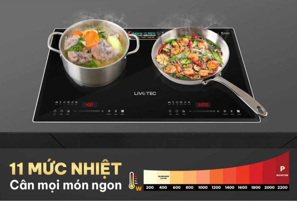 . Bảng điều khiển cảm ứng với 11 mức công suất cùng màn hình LED thông minh