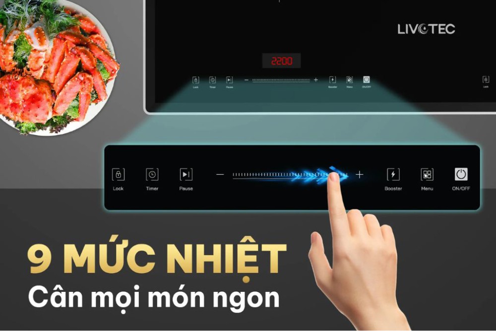  Bảng điều khiển cảm ứng trượt thông minh, có màn hình LED