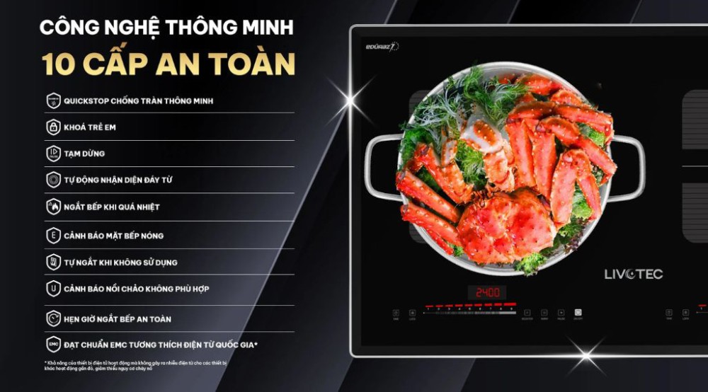  Bếp được trang bị hàng loạt tính năng bảo vệ hiện đại