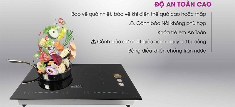 Bếp điện từ đôi Mutosi MI-92D - Hàng chính hãng