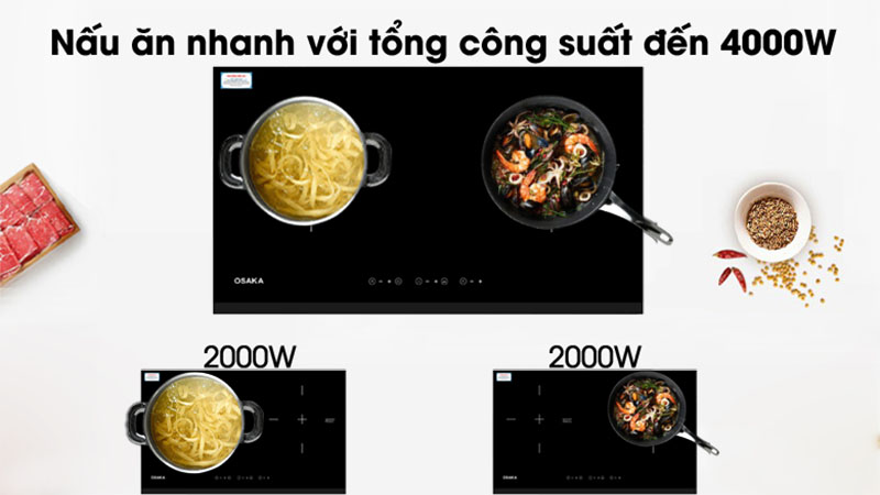 Bếp điện từ đôi Osaka DQT-X - Hàng chính hãng