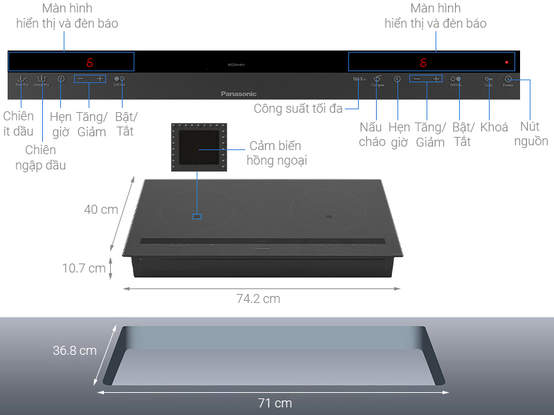Bếp điện từ đôi Panasonic KY-C227EHRA - Hàng chính hãng