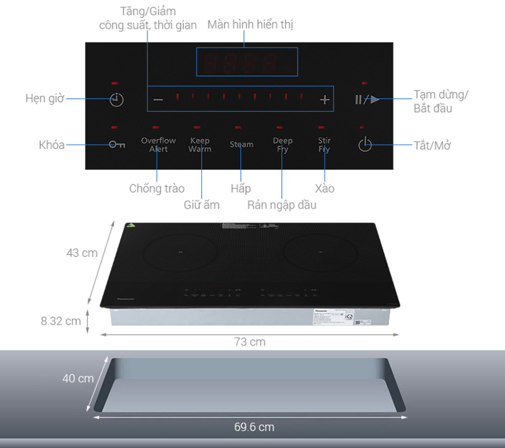 Bếp điện từ đôi Panasonic KY-H1WZ70KRA - Hàng chính hãng