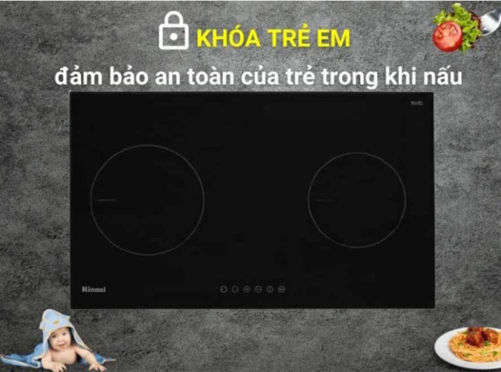 Bếp điện từ đôi Rinnai RB-7002H-CB - Hàng chính hãng