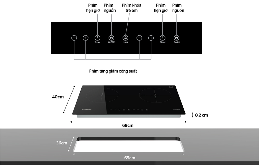 Bếp điện từ đôi Sunhouse SHB8100 - Hàng chính hãng
