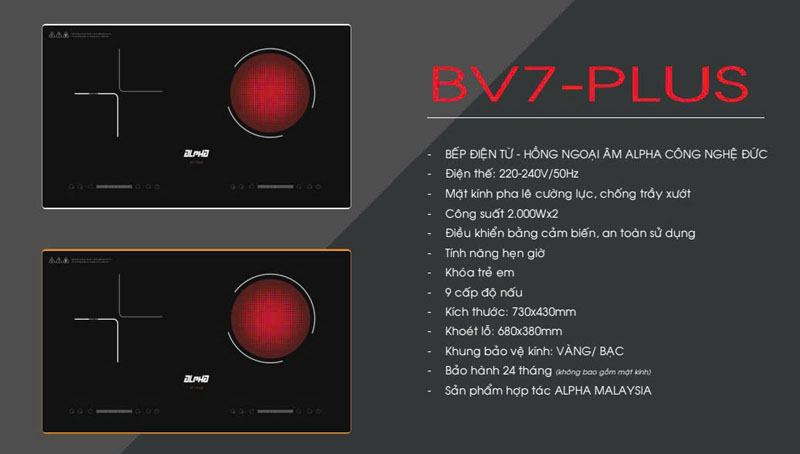 Bếp điện từ hồng ngoại Alpha BV7-PLUS - Hàng chính hãng