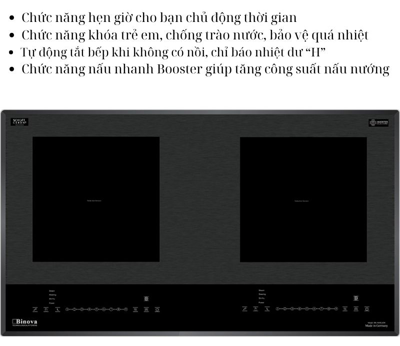 Bếp được trang bị nhiều tính năng thông minh