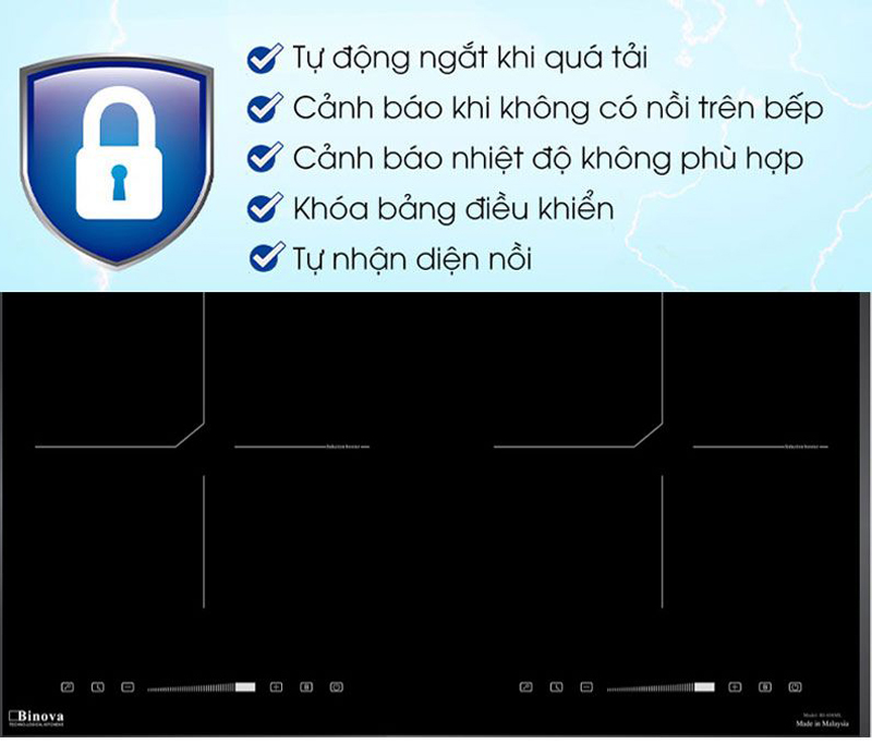 Bếp điện từ đôi Binova BI-608ML - Hàng chính hãng