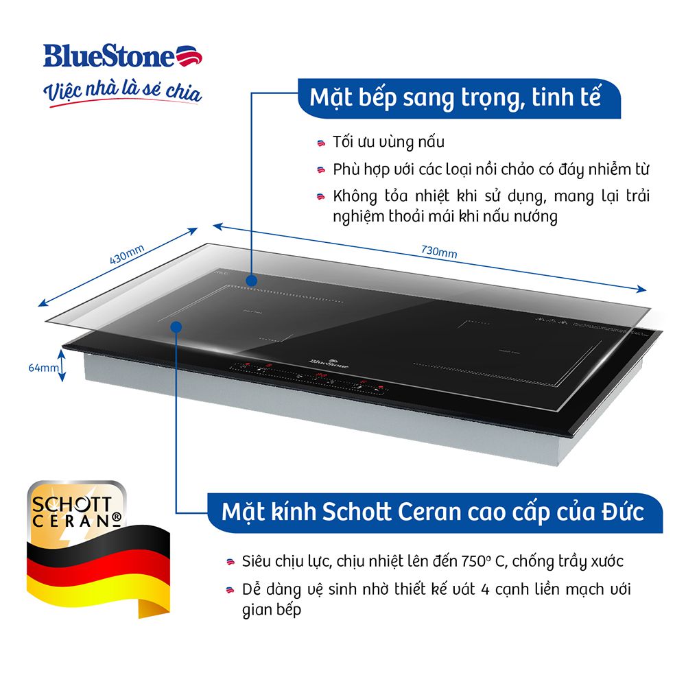 Bếp điện từ đôi Bluestone IC-6833 - Hàng chính hãng