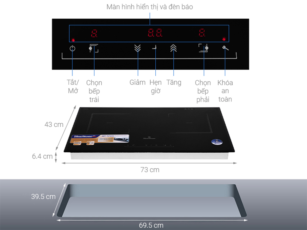 Bếp điện từ đôi Bluestone IC-6833 - Hàng chính hãng