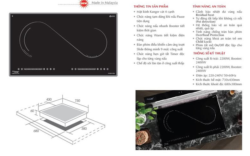 Bếp điện từ đôi Canzy CZ-ML1011 PRO - Hàng chính hãng