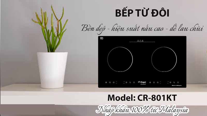Bếp điện từ đôi Capri CR-801KT - Hàng chính hãng