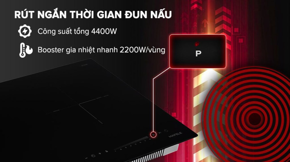 Công suất lên đến 4.400W, cho phép làm nóng nhanh chỉ trong vài giây.