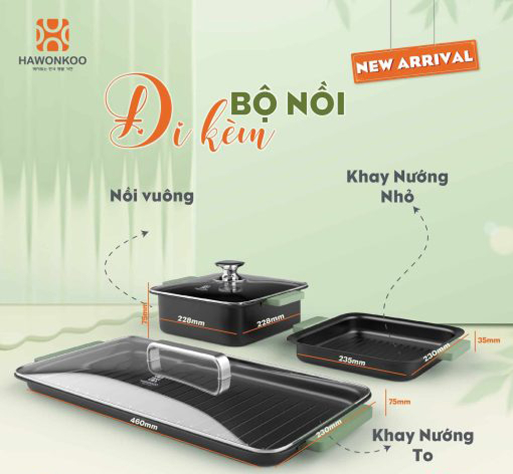 Bếp điện từ đôi Hawonkoo MCEH-200-II-GE - Hàng chính hãng