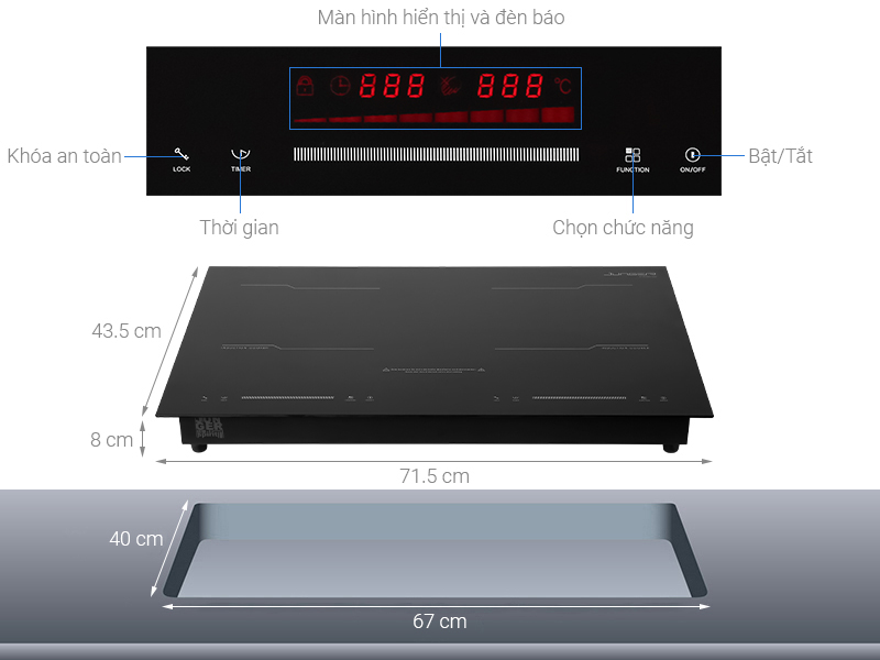 Bếp từ đôi lắp âm Junger MK-22 - Hàng chính hãng