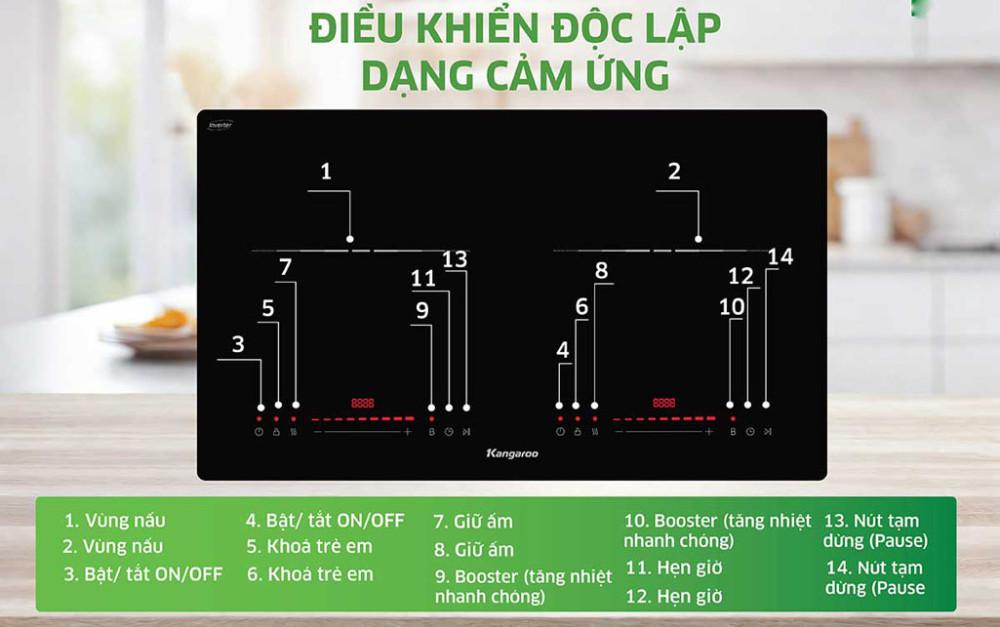 Bếp điện từ đôi Kangaroo KGIC48D1T - Hàng chính hãng