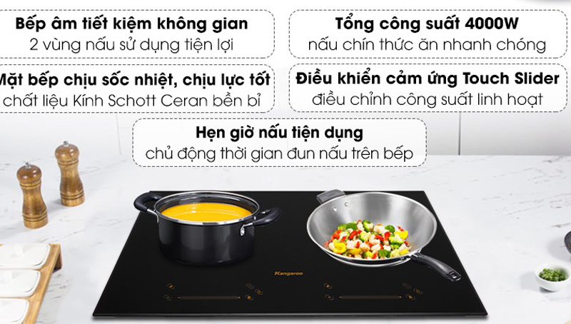 Tổng công suất 4000W làm nóng vật dụng nấu nhanh chóng, tiết kiệm điện