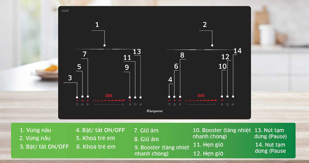 Bếp điện từ đôi Kangaroo KGIC44D1T - Hàng chính hãng