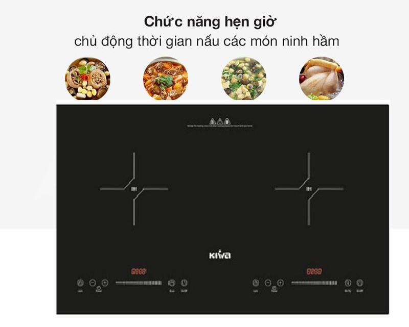 Bếp điện từ âm 2 vùng nấu Kiwa KI-251GB - Hàng chính hãng