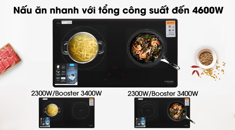 Bếp điện từ đôi Kocher DI801GE IPLUS  - Hàng chính hãng